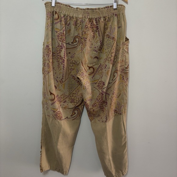 Sundance Ashanti Pants Womens 12 Tan‎ Pink Floral Drawstring Boho Chic Artsy - Picture 4 of 11